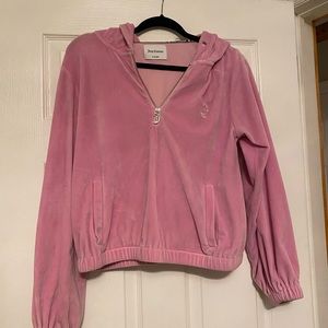 Juicy Couture Half Zip Velour Hooded Sweatshirt